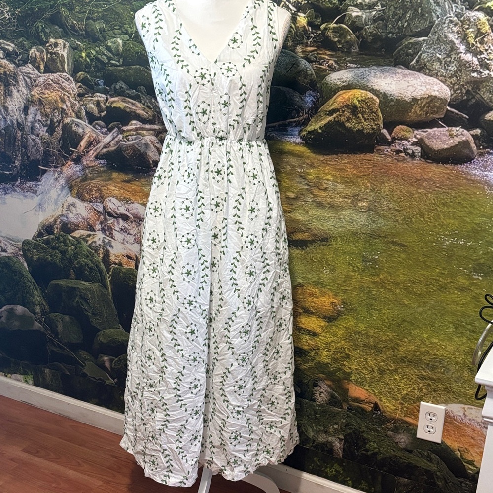 A New Day White and Green Maxi Dress